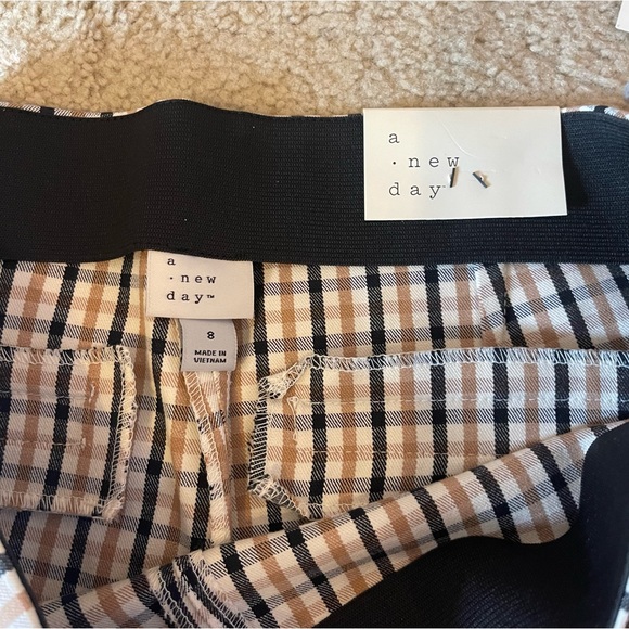 NWT A New Day Skinny Ankle High Rise Tan Plaid Pants - Picture 3 of 6